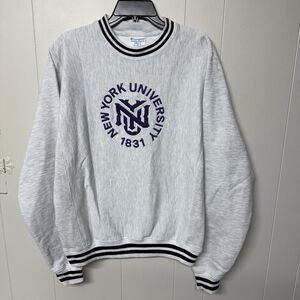 Vtg Champion Reverse Weave New York University Embroidered Ringer Sweatshirt M